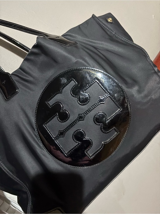 Tory Burch Handbags - Tory Burch Black Nylon Tote with Patent Logo